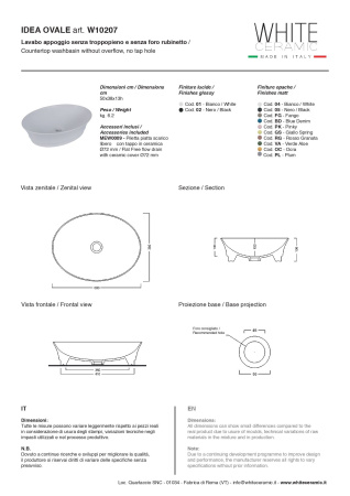 Раковина White Ceramic Idea Oval 50 W1020701