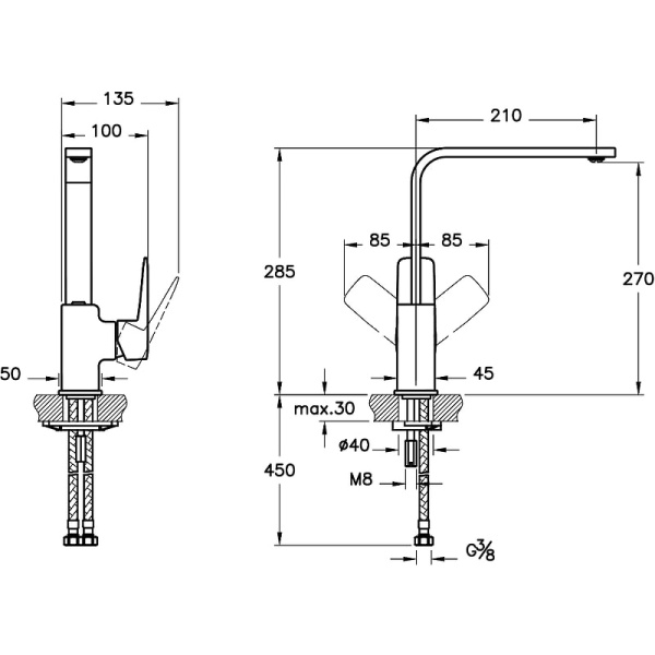 Смеситель для кухни Vitra Root Square A42753EXP хром
