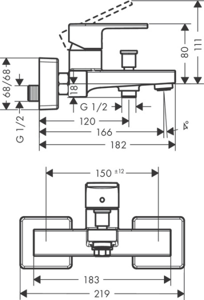 Смеситель для ванны hansgrohe Vernis Shape 71450000 ВМ хром