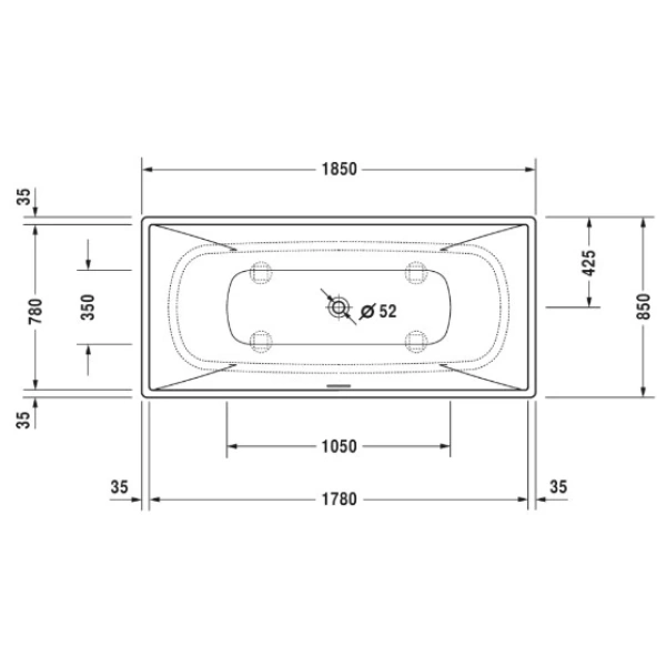 Акриловая ванна Duravit DuraSquare 700430000000000 185x85 см, отдельностоящая, белый