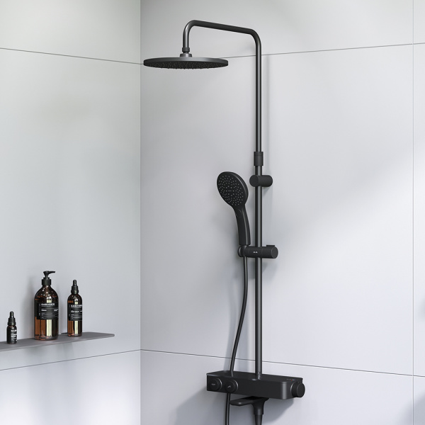 Душевая стойка AM.PM Inspire V2.0 F0750A522 с термостатом черная матовая