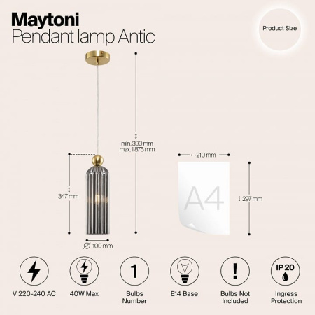 Подвесной светильник Maytoni Антик MOD302PL-01GR