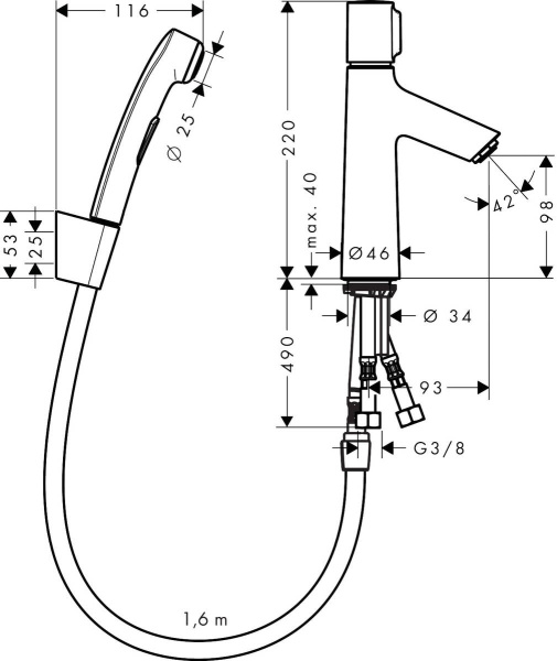 Смеситель для раковины hansgrohe Talis Select S 72291000 с гигиеническим душем