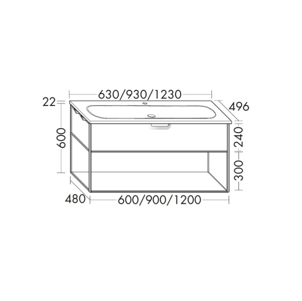 Тумба с раковиной Burgbad Vry 93 SGUJ093F6019GO253C001*1 белая матовая