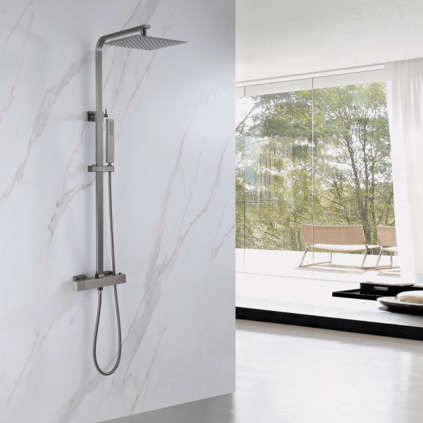 Душевая стойка Abber Daheim AF8260NGL с термостатом никель