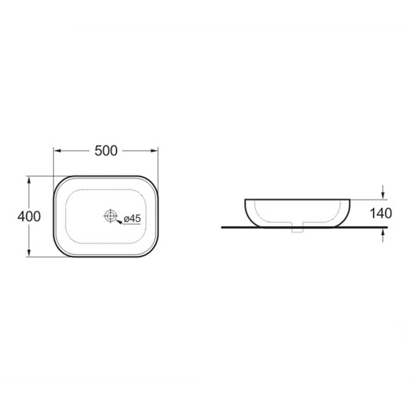 Раковина керамическая Vincea VBS-101MB 500*400*140 накладная матовый черный
