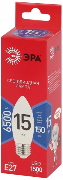 Лампа светодиодная Эра  E27 15Вт 6500K LED B35-15W-865-E27 R