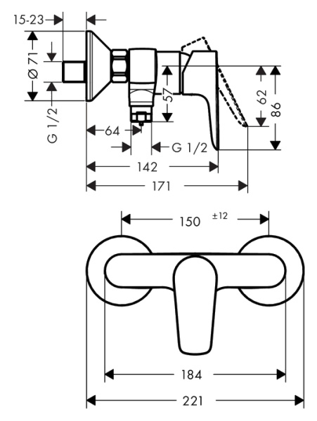 Смеситель для душа hansgrohe Talis E 71760000