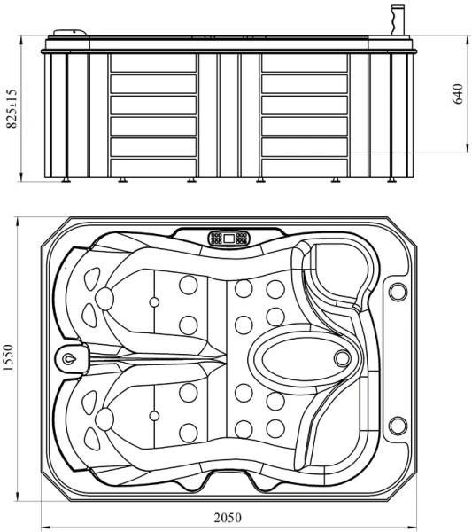 Гидромассажная ванна Радомир Мишель 205х155 1-30-0-0-0-0511С серый