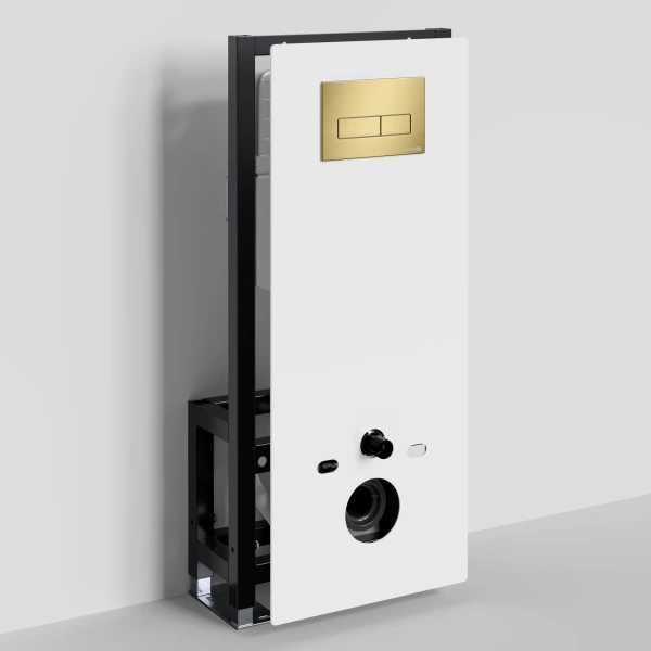 Инсталляция для унитаза WasserKRAFT Glan 66 66TLT.010.ME.WH.MG03 с кнопкой смыва, золотой матовый