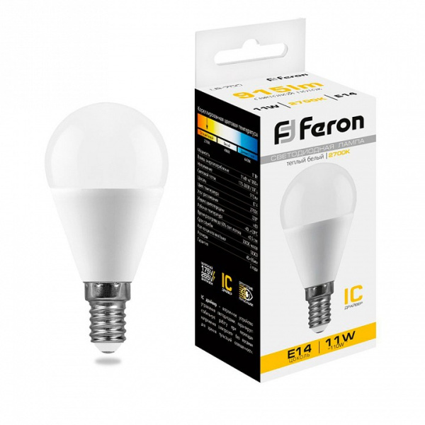 Лампа светодиодная Feron  E14 11Вт 2700K 25946