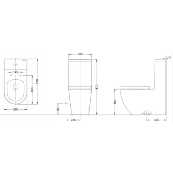 Унитаз-компакт Bravat Gina C02005W-3-ENG с сиденьем микролифт, белый