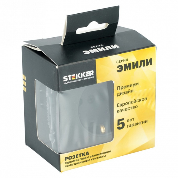 Розетка с заземлением и со шторкой, без рамки Stekker Эмили 50251