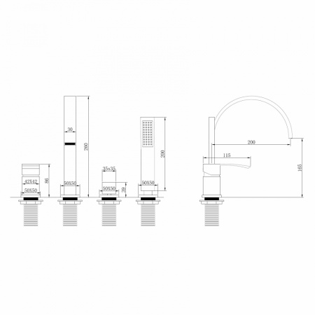 Смеситель на борт ванны Abber Wasserfall AF8613G золото матовое