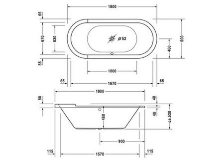 Акриловая ванна Duravit Starck 180x80 700009000000000