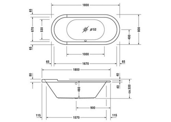 Акриловая ванна Duravit Starck 180x80 700009000000000
