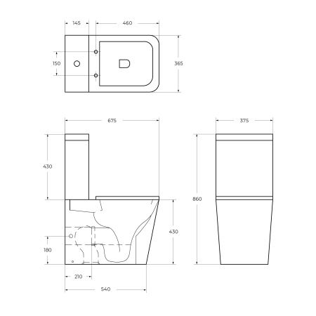 Унитаз-компакт безободковый BelBagno ARDENTE-R BB02093CPR