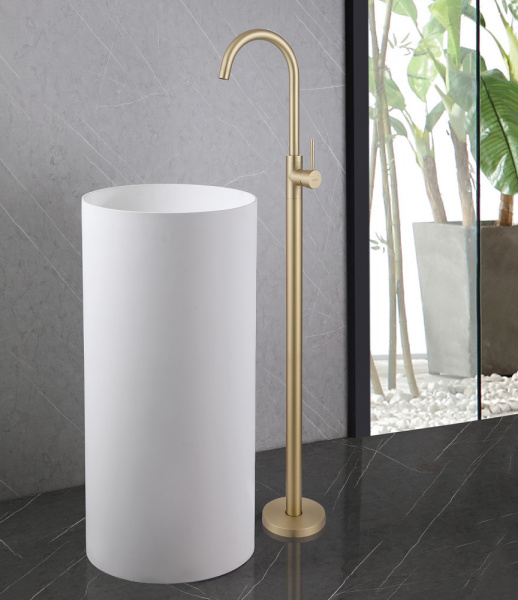 Напольный смеситель для раковины Abber Wasser Kreis AF8141G золото матовое