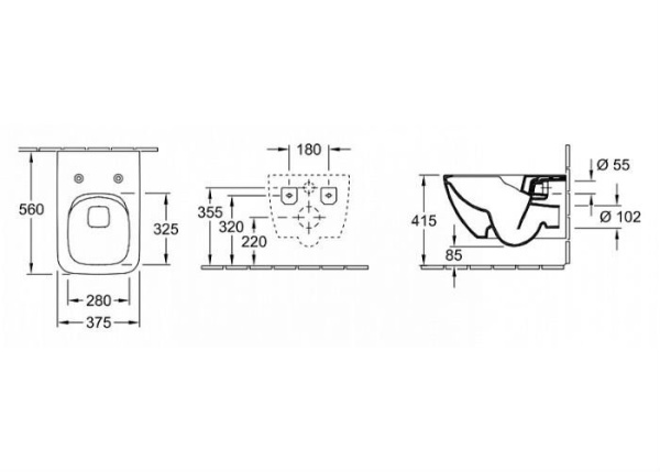 Подвесной унитаз Villeroy&Boch Venticello 4611R001 безободковый