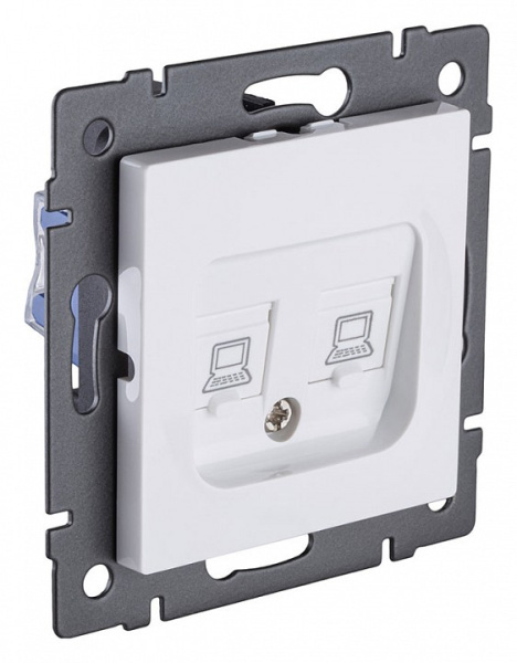 Розетка двойная Ethernet RJ-45 и со шторками, без рамки Kollinger  REA-019WH