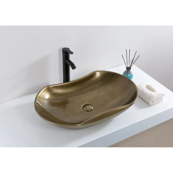 Раковина-чаша CeramaLux D1334H466 66x42 см, накладная, бронза