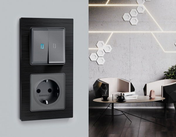 Клавиши для выключателя двухклавишного c подсветкой Ambrella Volt Quant AP6540