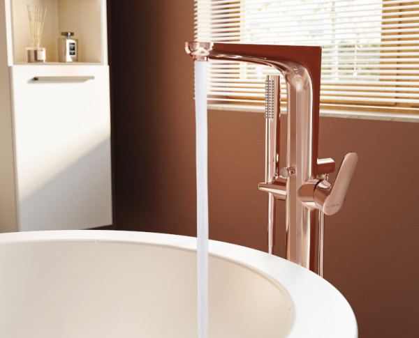 Напольный смеситель для ванны Vitra Root Round A4274126EXP с душевым гарнитуром медь