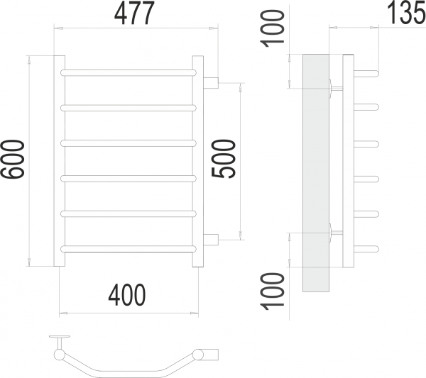 Виктория П6 400х600 бп500 Полотенцесушитель TERMINUS