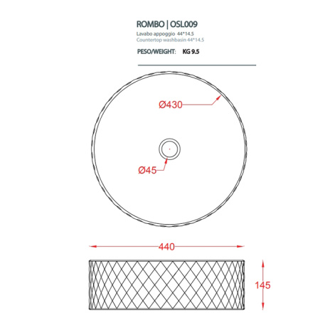Раковина Artceram Rombo OSL009 05 00