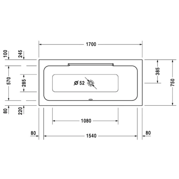 Акриловая ванна 170x75 см R Duravit DuraStyle 700297000000000