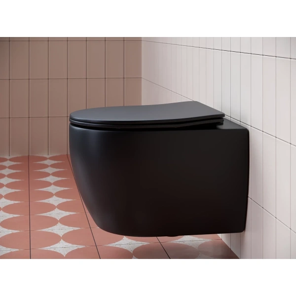 Унитаз подвесной Ceramica Nova Play CN3001MB безободковый, с сиденьем микролифт, черный матовый