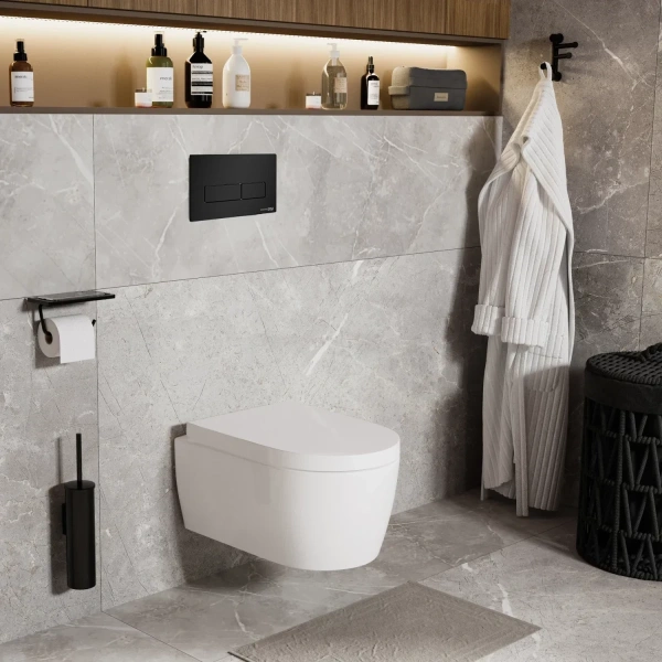 Инсталляция для унитаза WasserKRAFT Alme 15 15TLT.010.ME.MB03 с кнопкой смыва, черный матовый