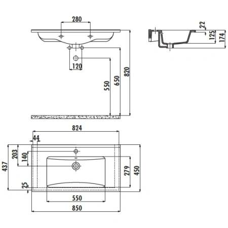 Раковина 85x45 см Creavit Su SU085-00CB00E-0000