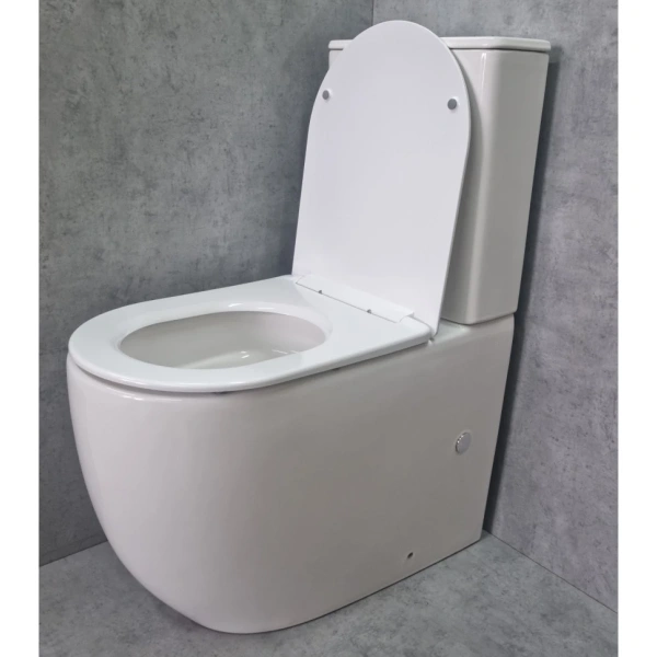 Унитаз-компакт CeramaLux NS2177 безободковый, с сиденьем микролифт, белый