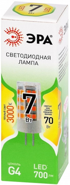 Лампа светодиодная Эра Green Line G4 7Вт 3000K LED G4-JC-7W-830-12V GL