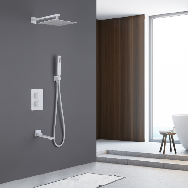 Душевой комплект Abber Daheim AF8250W с термостатом белая матовая