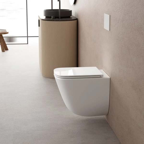 Унитаз подвесной Abber Rechteck AC1220TC безободковый, торнадо, с сиденьем микролифт, белый