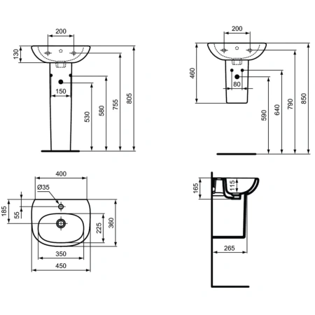 Раковина 45x36 см Ideal Standard Tesi T009501