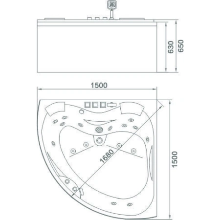 Акриловая гидромассажная ванна 150x150 см Orans 6012X00
