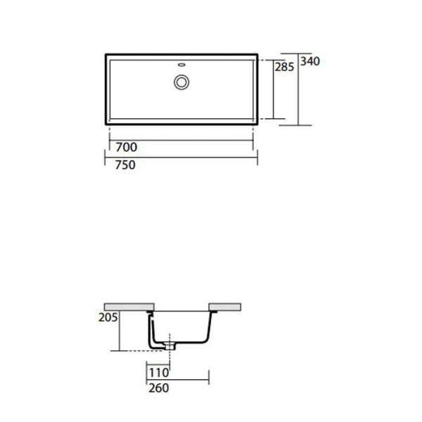 Раковина KERASAN Lavabi arredo 75 022501