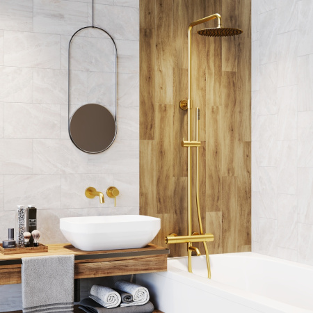 Душевая стойка Paini Cox 78PJ687THSSD250F1B с термостатом брашированное золото