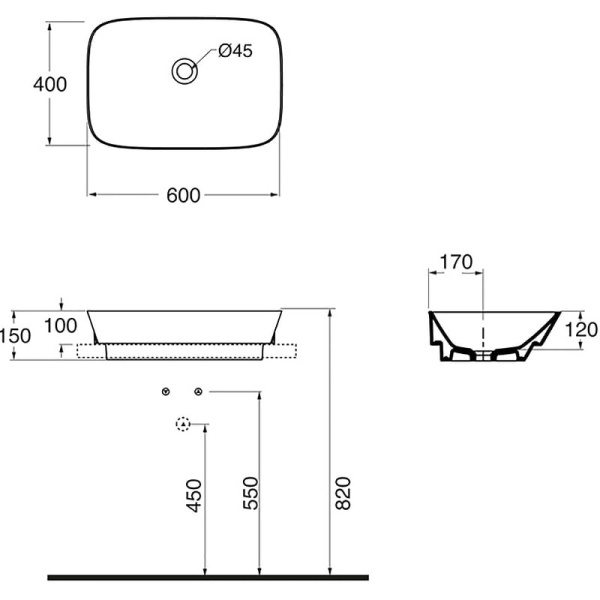 Раковина Azzurra Prua 60 PRLN06040000BI/(PRU60/IN bi)*0