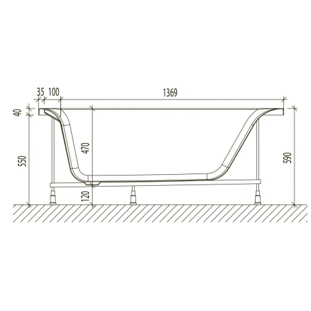 Акриловая ванна 150,4x70,4 см Eurolux Qwatry E1015070029