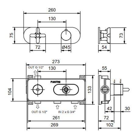 Термостат для душа Fantini Icona Classic 5302R772B