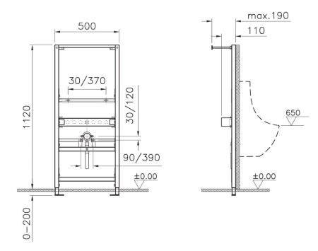 Инсталляция для писсуара Vitra Concealed Cisterns 880-3800
