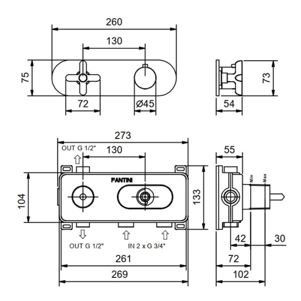 Термостат для душа Fantini Icona Classic 5302R772B