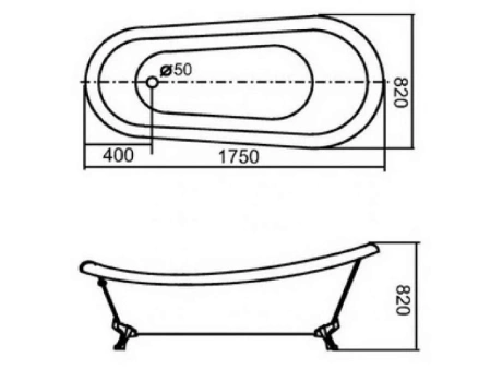 Акриловая ванна Gemy 175х82 G9030 C белый
