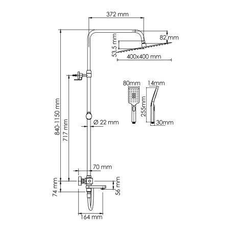 Душевая стойка WasserKRAFT A199.119.126.087.CH Thermo