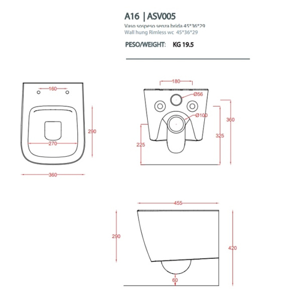 Подвесной унитаз Artceram A16 ASV005 05 00