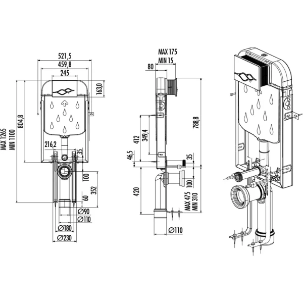 Инсталляция для унитаза Creavit FGR7001.00 сенсорная, питание от батареи